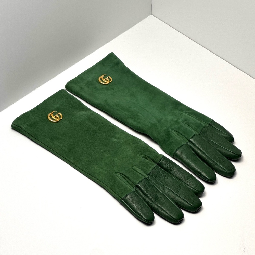 Gucci Green Leather Gloves - Size 8